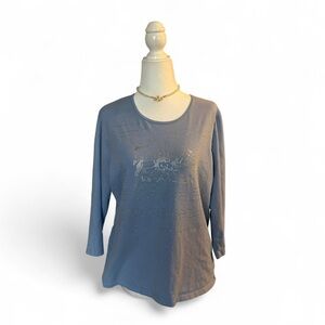 Fairycore Tanjay Long Sleeve Top With Floral Rhinestone Detail